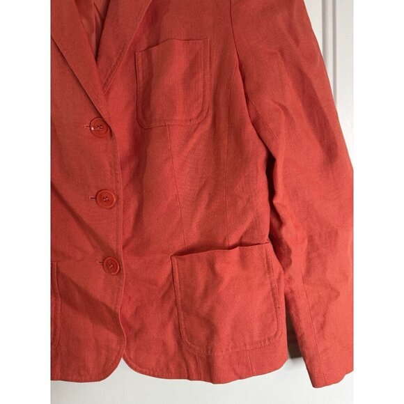 TALBOTS Irish Linen 100% Linen Red Orange Blazer Formal Casual Preppy Travel 8 - Picture 3 of 9